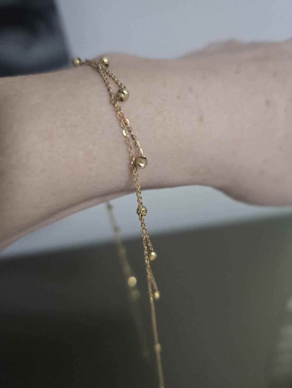 14 K Gold Teardrop Beaded Chain Necklace - Women's Jewelry - Picture 11 of 14